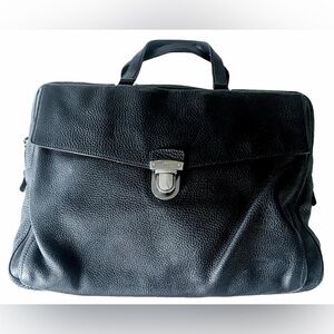 Men's Black Leather Briefcase Bag - Classic Professional Carry